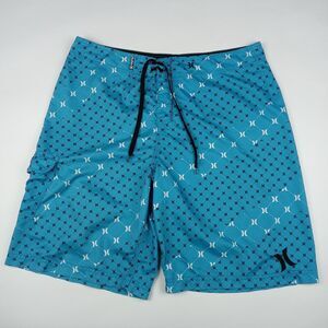 HURLEY Board Shorts Unlined Swimming Trunks Men's Size 36 Side Pocket Blue